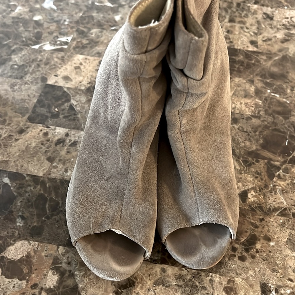 Aldo Women’s Suede Open Toe Chunky Heel Booties - Size 7.5 - Picture 2 of 5